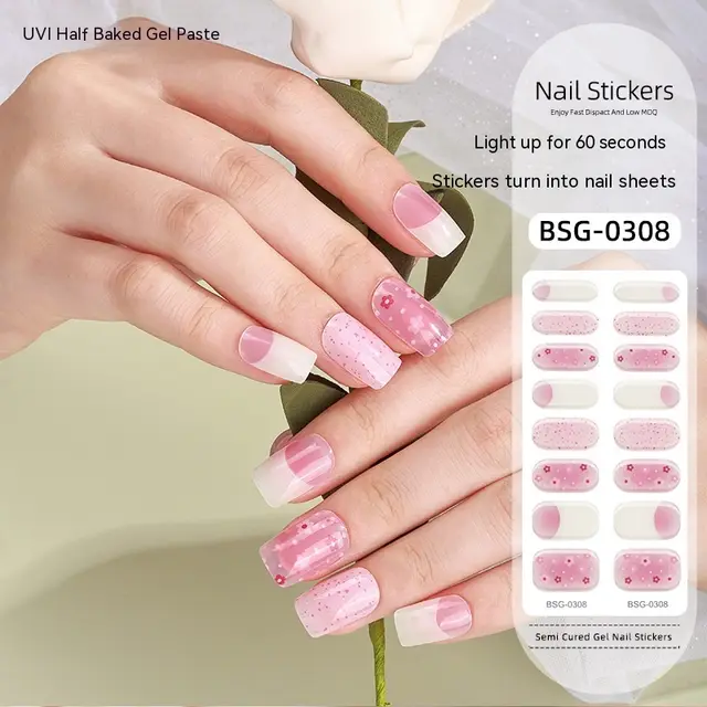 Gel Nail Art Sticker Christmas Semi curing Nail Sticker Bsg0308 - Shop at LoveMi