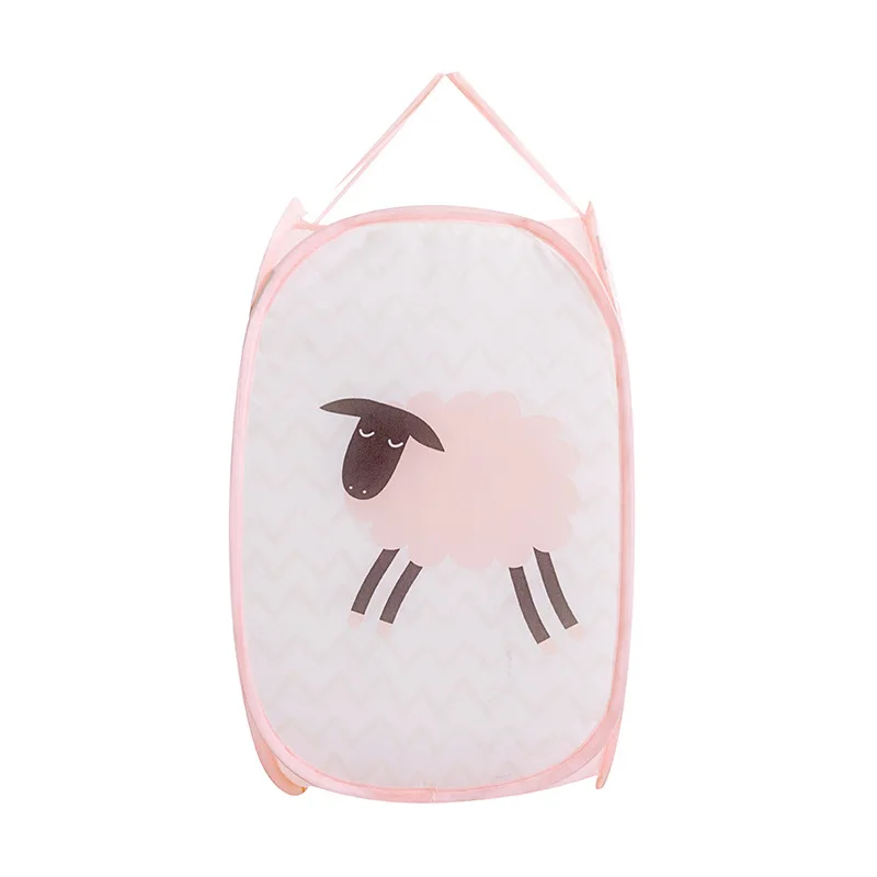 Cartoon Laundry Basket Large Laundry Basket Storage Basket Foldable Dirty Clothes Basket Simple Put Dirty Clothes Storage Basket Pink Sheep - Shop at LoveMi