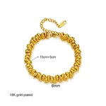 Fashion Creative Metal Circle Beaded Retro Titanium Steel Bracelet - Gold Kb180711 Z