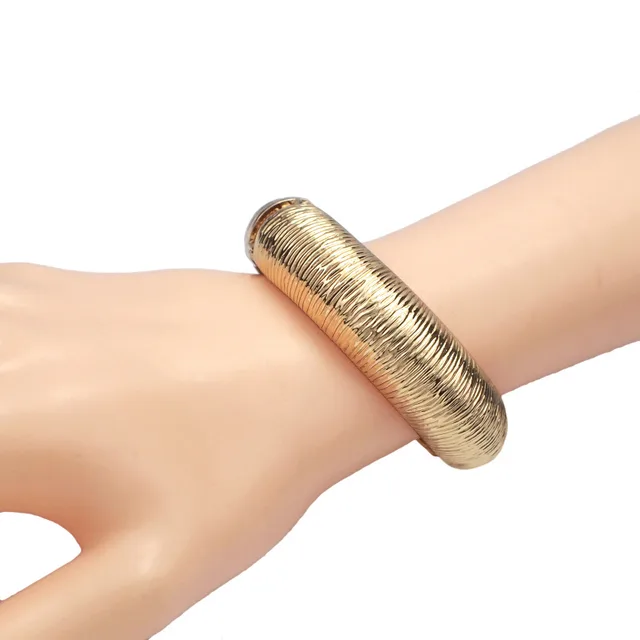 Rough Punk Fashion Geometry Pattern Exaggerated Bracelet Gold - Shop at LoveMi
