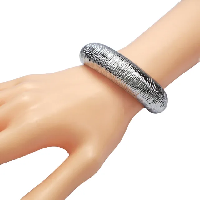 Rough Punk Fashion Geometry Pattern Exaggerated Bracelet Silver - Shop at LoveMi