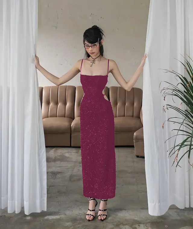 Women's Sling Backless Flash Fur Dress Red - Shop at LoveMi