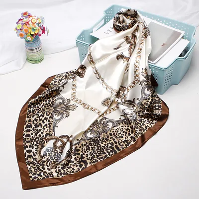 Small Square Towel European And American Printed Leopard Print Headscarf D9189 Coffee Rice - Shop at LoveMi