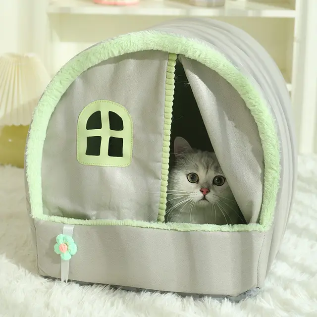Four Seasons Universal Pet Closed Warm Cat Nest Green - Shop at LoveMi