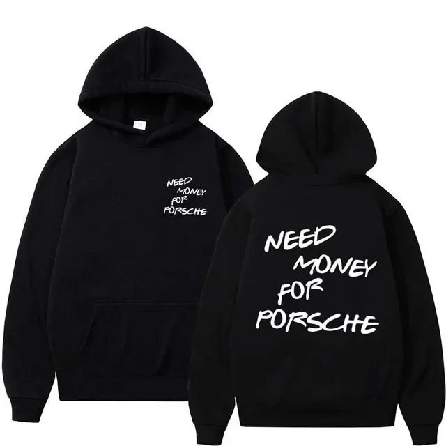 Funny Need Money Letter Print Hoodie Fashion Design Black - Shop at LoveMi