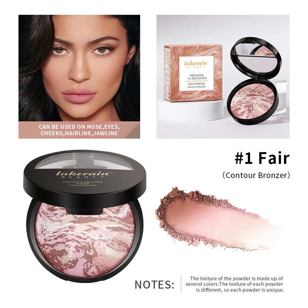 Marble Baked Powder Contour Compact Natural Brightening Powder 1Fair - Shop at LoveMi