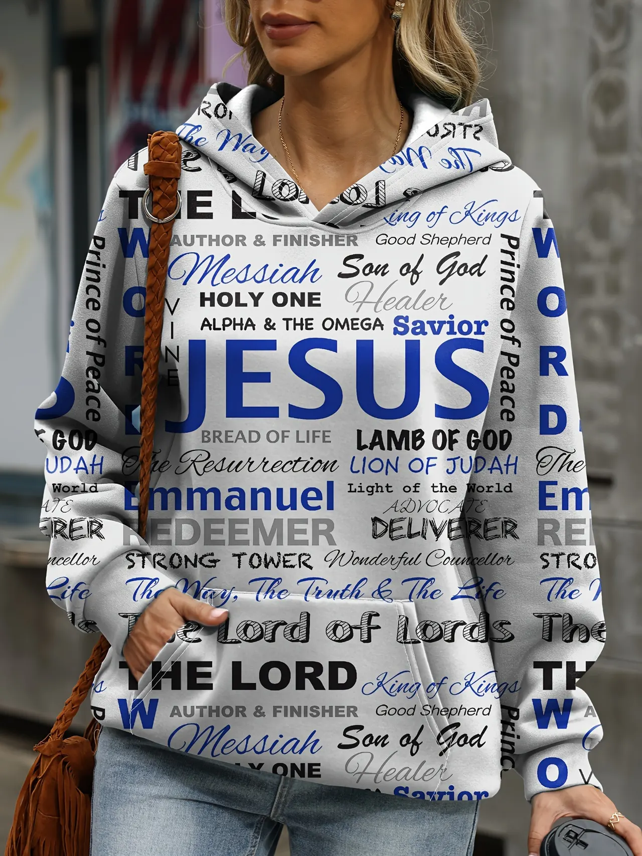 European And American Letter Print Hoodie Casual Kangaroo Pocket Long Sleeve Sweatshirt - Xxs