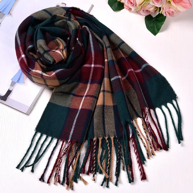 Autumn And Winter British Style Plaid Scarf Winter Coffee Grid - Shop at LoveMi