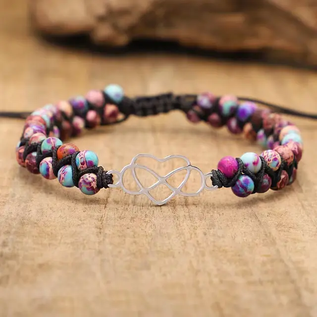 Bohemian Style Hand woven Double layer Natural Stone Bracelet Heart Shape - Shop at LoveMi