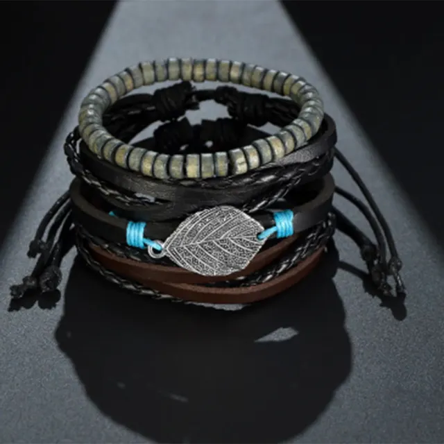 Retro Beaded Weave Multi layer Men's Leather Bracelet Suit 7 Style - Shop at LoveMi
