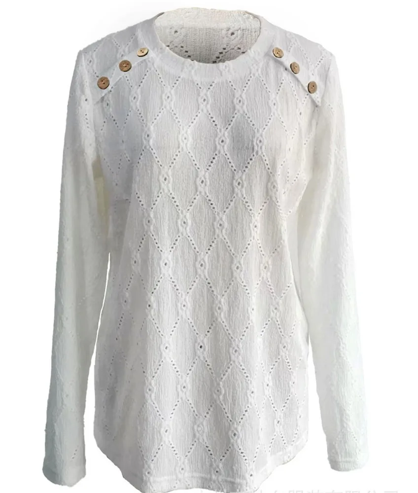 Female Round Neck Long Sleeve Top White - Shop at LoveMi