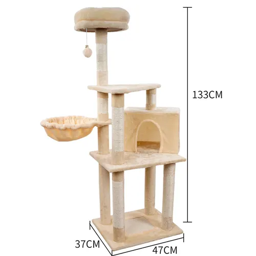 Multi layer Jumping Platform Wooden Cat Toy Chamfer 801 Beige - Shop at LoveMi