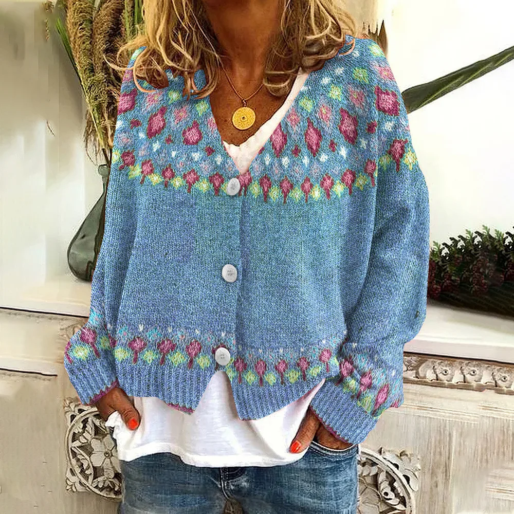Abstract Printed Casual Cape Jacket Cardigan Sweater 2 Style - Shop at LoveMi