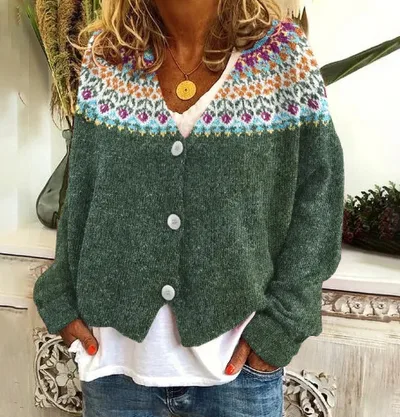 Abstract Printed Casual Cape Jacket Cardigan Sweater Qwdz101909Llqgreen - Shop at LoveMi