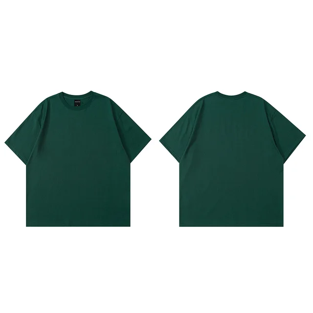Solid Color BASIC Oversize Cotton T shirt Dark Green - Shop at LoveMi