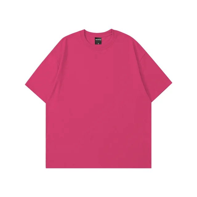 Solid Color BASIC Oversize Cotton T shirt Rose Red - Shop at LoveMi