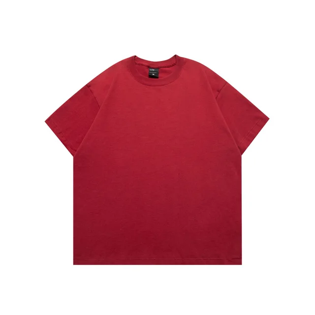 Solid Color BASIC Oversize Cotton T shirt Wine Red - Shop at LoveMi