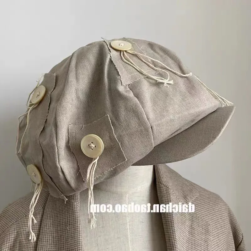 Women's Hip Hop Button Niche Beret - Khaki