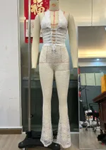Lash Rope Lace Up Slim Fit Jumpsuit See-through - White
