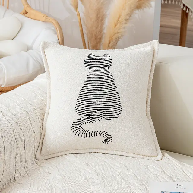 Simple Modern Cartoon Printed Pillow Punk Cat - Shop at LoveMi