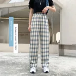 Crop Jeans Blue Plaid H 687