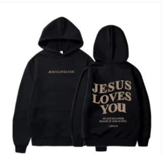 Women's Front And Back Letter Printing Pocket Drawstring Hoodie - Black