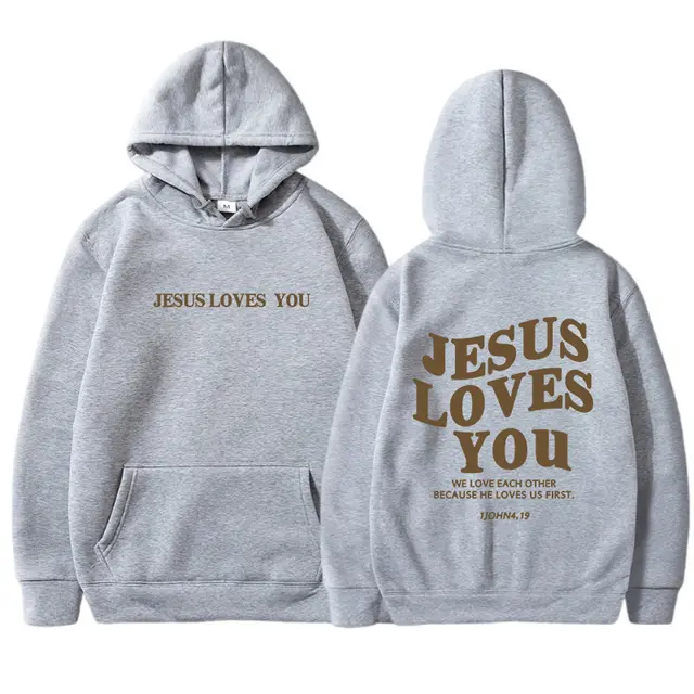 Women's Front And Back Letter Printing Pocket Drawstring Hoodie Gray - Shop at LoveMi
