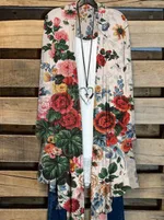 Simple Cardigan Plus Size Women's Printed Coat Top - 12 Style-2Xl
