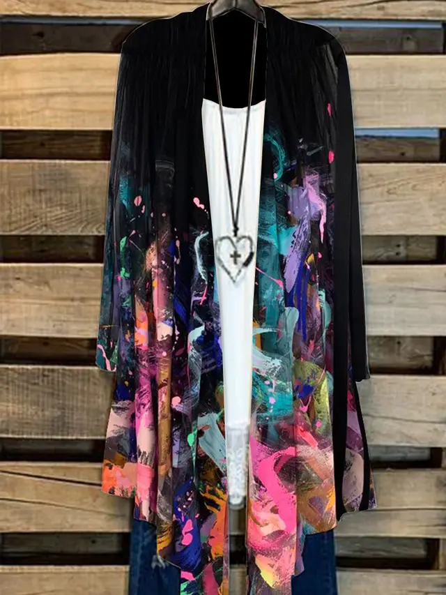Simple Cardigan Plus Size Women's Printed Coat Top 14 Style - Shop at LoveMi