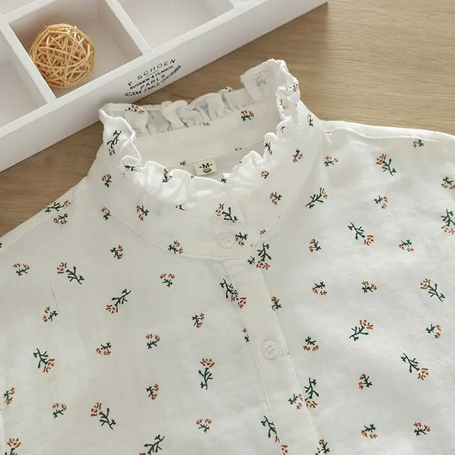 Women's Japanese style Sweet And Loose Gauze Shirt Rose Print - Shop at LoveMi