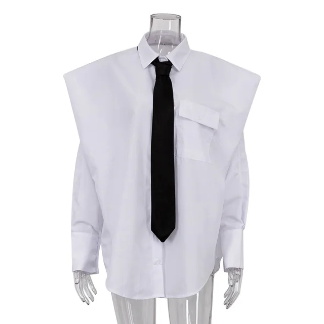 Lapel Shirt Women's Design Sense Niche Tie White - Shop at LoveMi