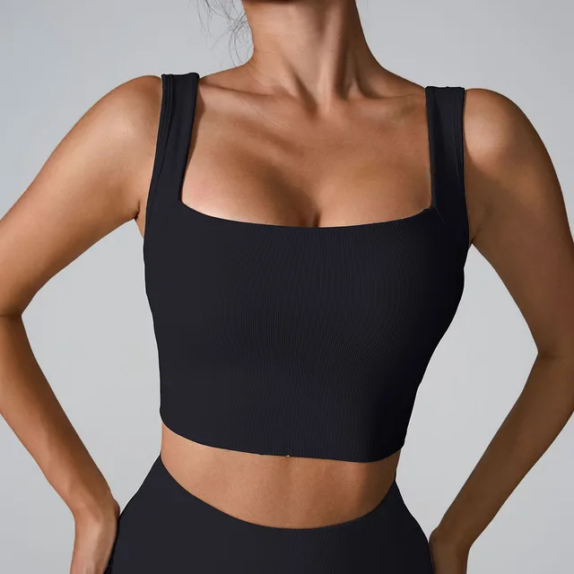 Quick drying Fitness Vest One piece Back Hollow Shockproof Yoga Clothes Black - Shop at LoveMi