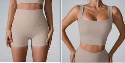 Quick drying Fitness Vest One piece Back Hollow Shockproof Yoga Clothes Milk Tea Suit - Shop at LoveMi