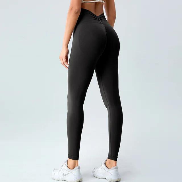 Outdoor Running Fitness Pants Women's Peach Hip Raise Seamless Sports Tights Black - Shop at LoveMi