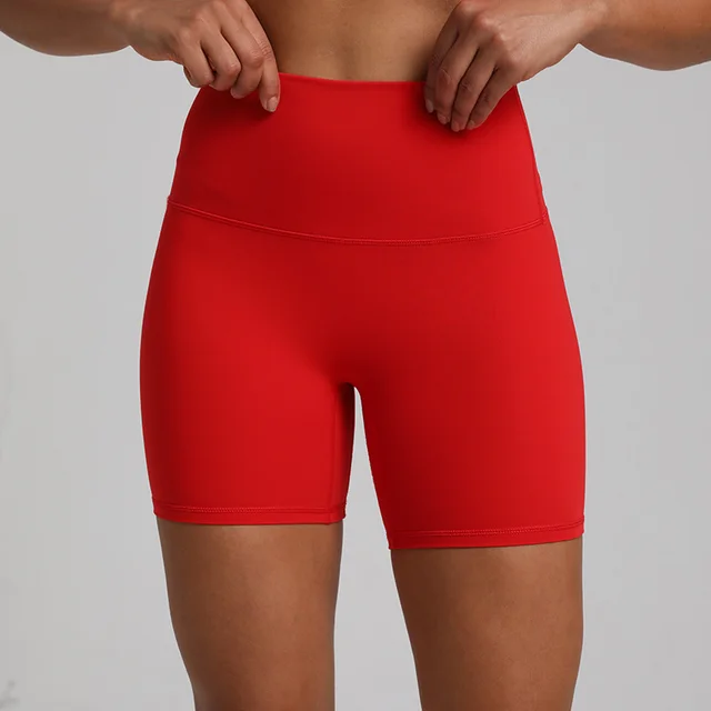 Nude Feel Yoga Quick drying Breathable Slim Fit Sports Shorts 4073 Christmas Red - Shop at LoveMi