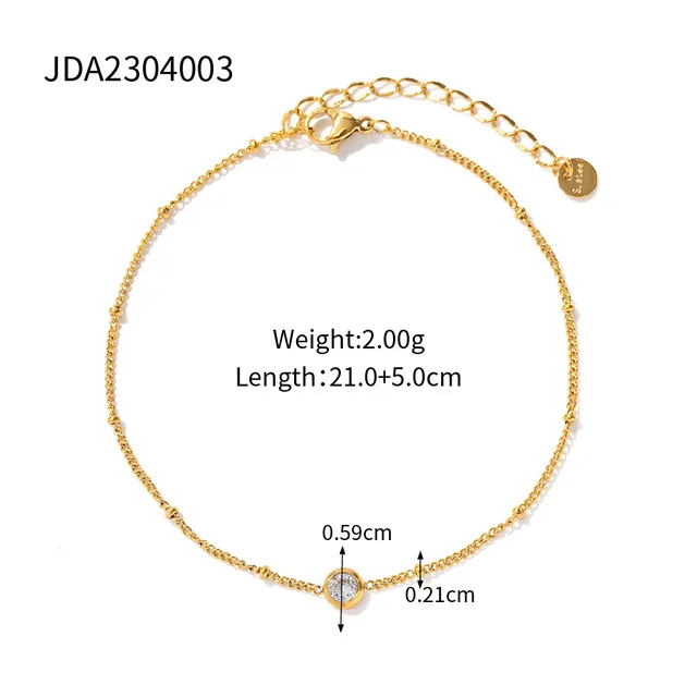 Female Retro Titanium Steel Inlaid Zircon Anklet Jda2304003 - Shop at LoveMi