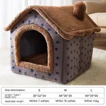 Autumn And Winter Closed Warm Cat Bed Kennel Pet Supplies - Coffee Cottage - View 1
