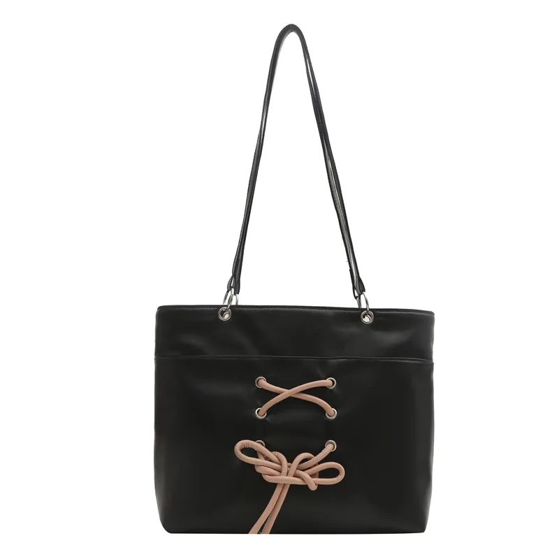 Ins One shoulder Underarm Tote Bag For Work Texture Large Capacity Black - Shop at LoveMi