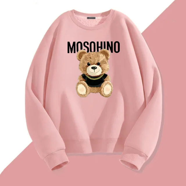 Bear Printed All matching Couple's Tops Thick Yellow Bear Pink - Shop at LoveMi
