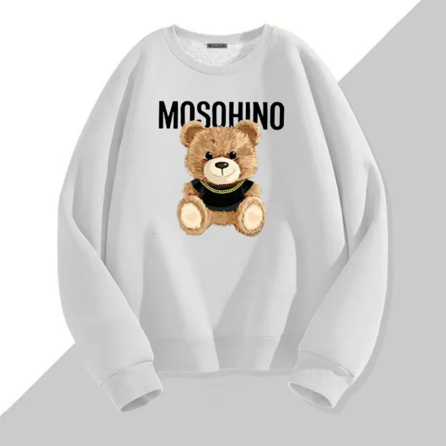 Bear Printed All matching Couple's Tops Thick Yellow Bear White - Shop at LoveMi
