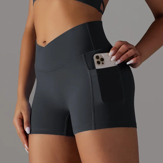 Yoga Shorts With Phone Pocket Design Fitness Sports Pants For Women Clothing M - Shop at LoveMi