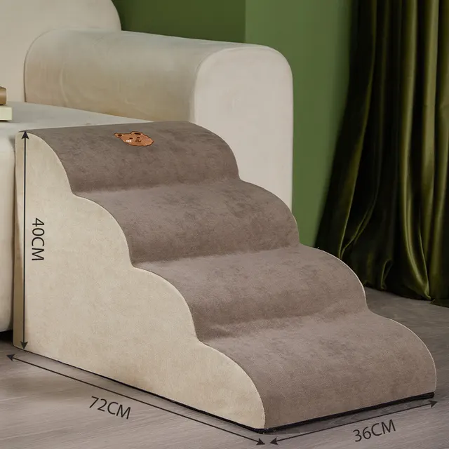 Pet Dog Slope Ladder Anti Slip Brown Four Sections Slope 30 - Shop at LoveMi