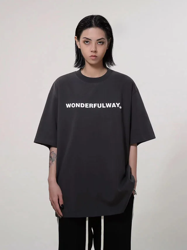 Loose Japanese Style Simple Half Sleeve Couple T shirt Dark Gray - Shop at LoveMi