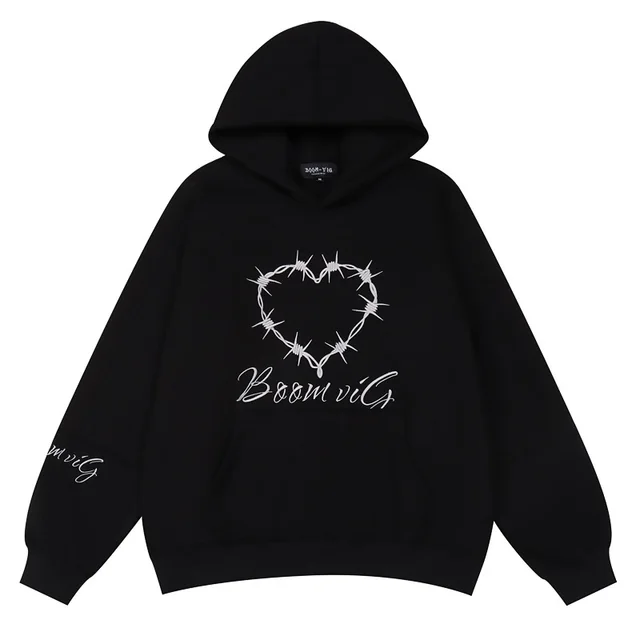 Hooded Fleece Lined Sweater Women's Pullover Thickened Black 7126 Bo - Shop at LoveMi