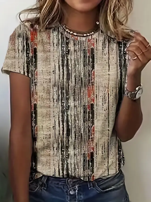 Women's Personalized Printed Short sleeved T shirt Beige - Shop at LoveMi