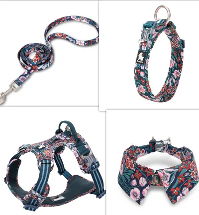 Fashion Personality Dog Collar Bow Tie Floral Greenfour Piece Set - Shop at LoveMi