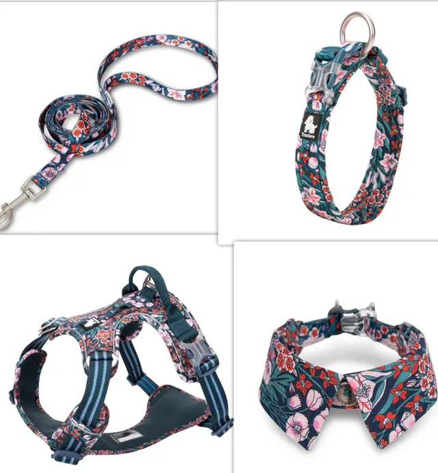 Fashion Personality Dog Collar Bow Tie - Floral Greenfour Piece Set - View 1