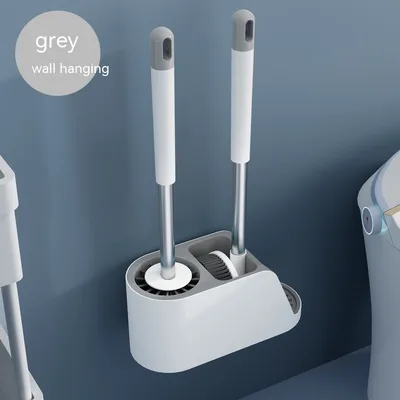 Toilet Brush No Dead Angle Household Punch free White And Gray 1 - Shop at LoveMi