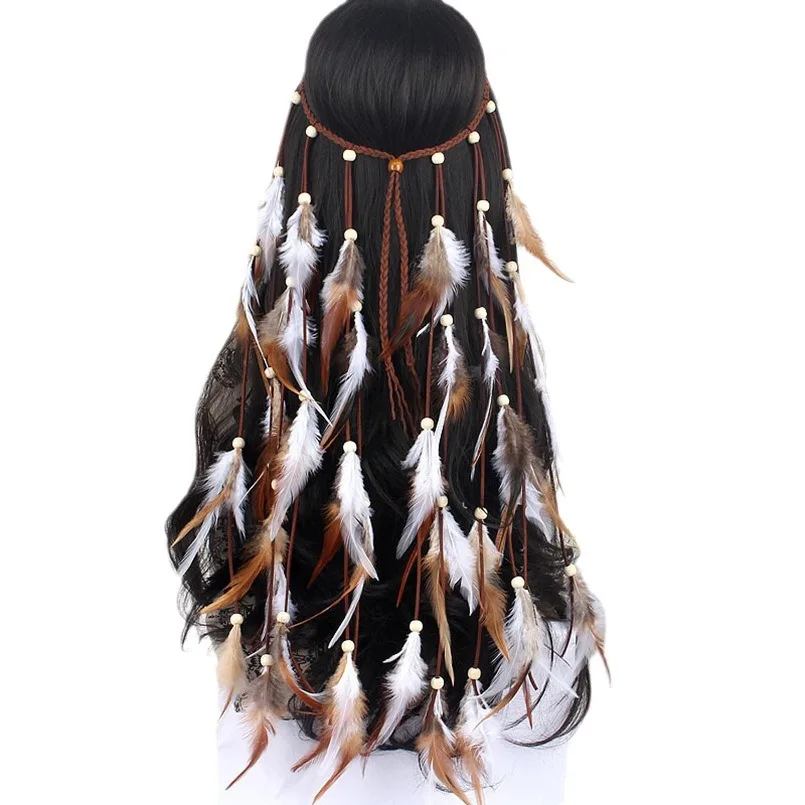Retro Feather Tassel Bohemian Hair Accessories Color - Shop at LoveMi