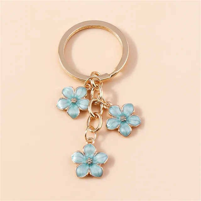 Sweet Girly Cherry Blossom Keychain Lake Blue - Shop at LoveMi